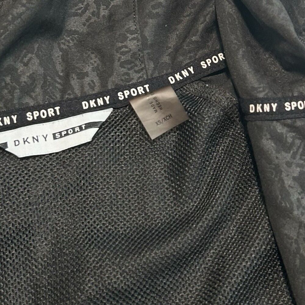 DKNY Sport Hooded Zip Jacket Black Snakeskin Print Mesh Lined XS Athleisure - Picture 6 of 10